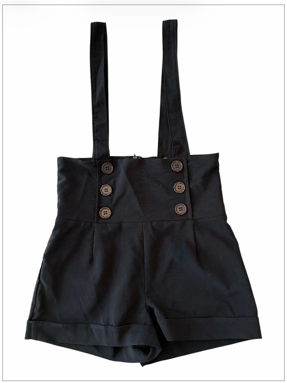 Valia Made In Canada High-Waisted Suspender Sailor Black Shorts Size L